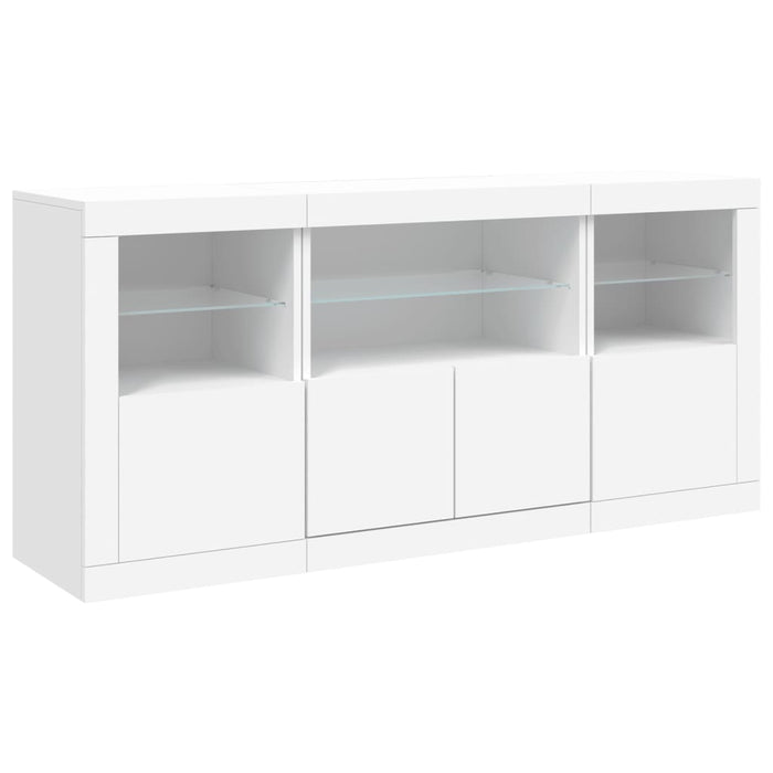 Credenza cassettiera cassettiera mobile contenitore organizer cucina soggiorno soggiorno con luci a LED 142,5 x 37 x 67 cm bianco 02_0029829