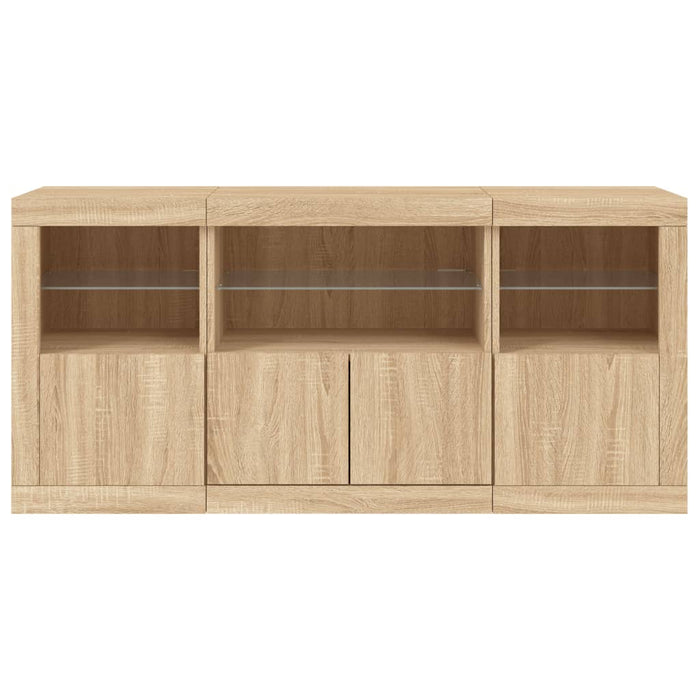 Credenza con Luci LED Rovere Sonoma 142,5x37x67 cm 3209067