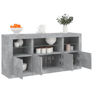 Credenza con Luci LED Grigio Cemento 142,5x37x67 cm 3209068