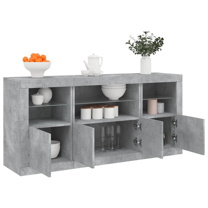 Credenza con Luci LED Grigio Cemento 142,5x37x67 cm 3209068