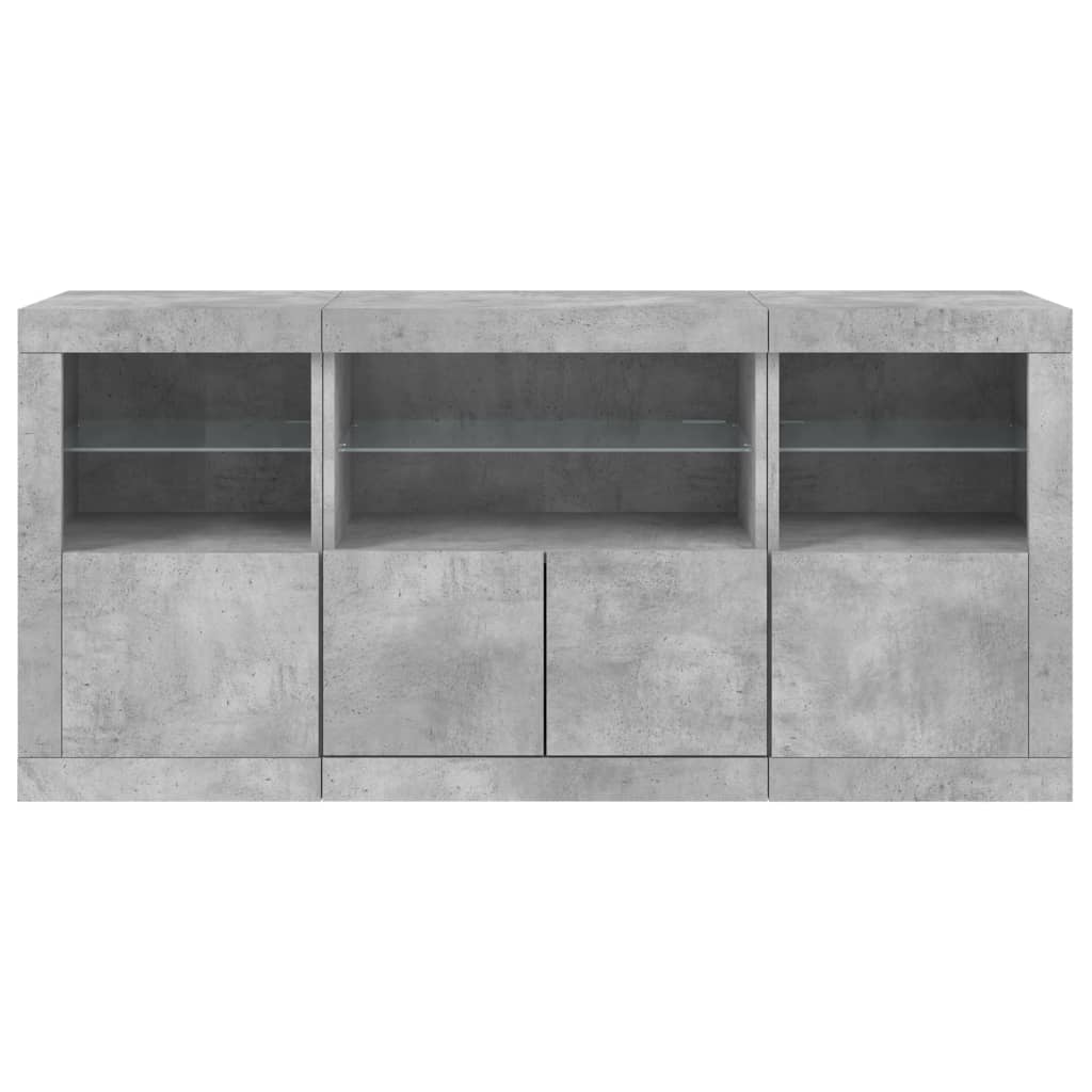 Credenza con Luci LED Grigio Cemento 142,5x37x67 cm 3209068