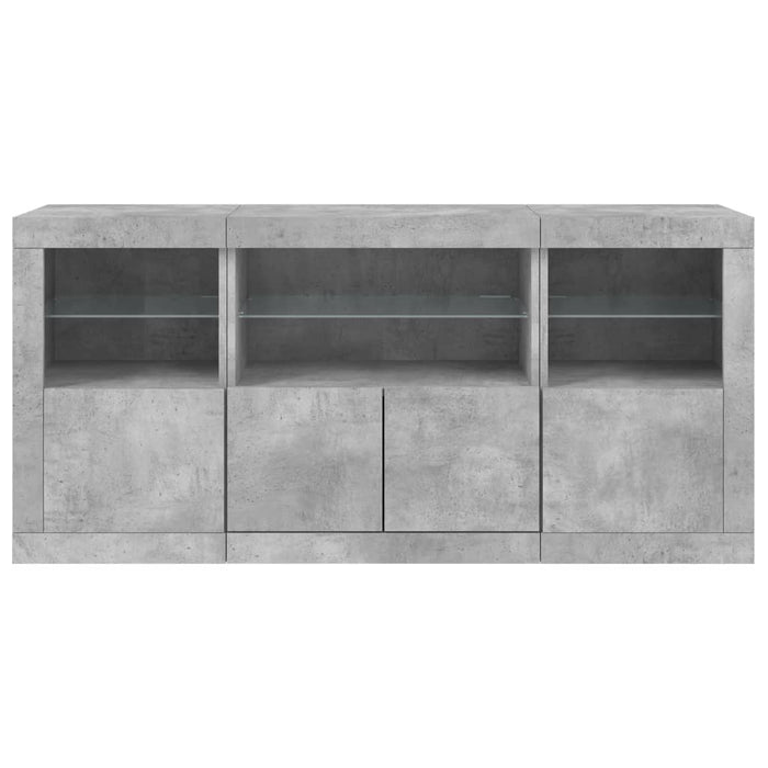 Credenza con Luci LED Grigio Cemento 142,5x37x67 cm 3209068
