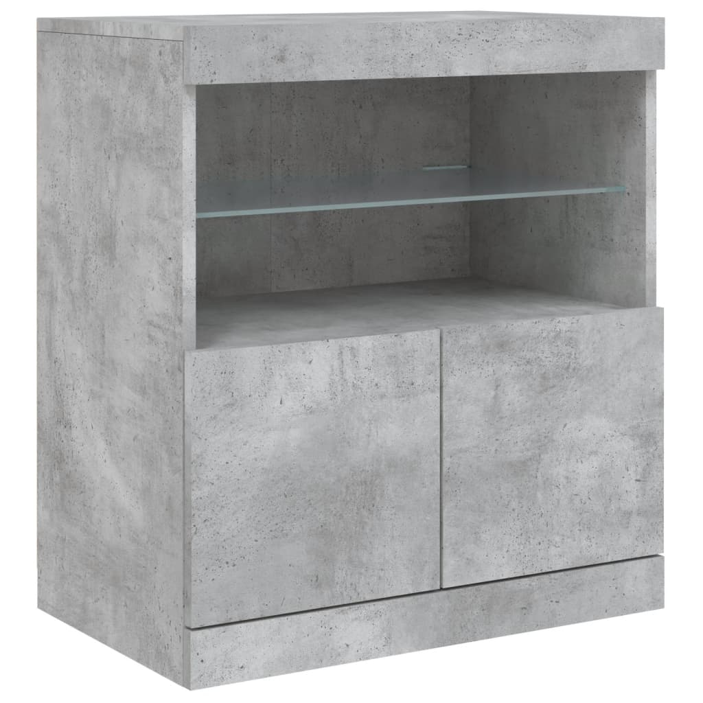 Credenza con Luci LED Grigio Cemento 142,5x37x67 cm 3209068