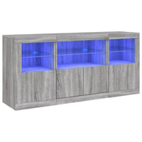 Credenza con Luci LED Grigio Sonoma 142,5x37x67 cm 3209070