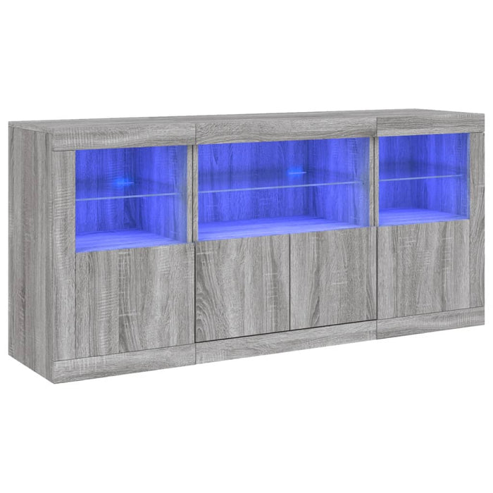 Credenza con Luci LED Grigio Sonoma 142,5x37x67 cm 3209070