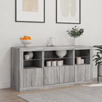 Credenza con Luci LED Grigio Sonoma 142,5x37x67 cm 3209070