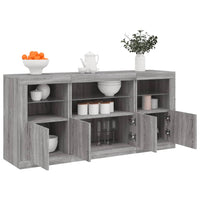 Credenza con Luci LED Grigio Sonoma 142,5x37x67 cm 3209070