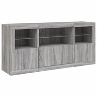 Credenza con Luci LED Grigio Sonoma 142,5x37x67 cm 3209070