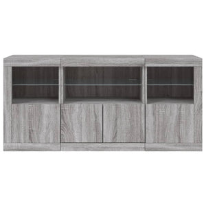 Credenza con Luci LED Grigio Sonoma 142,5x37x67 cm 3209070