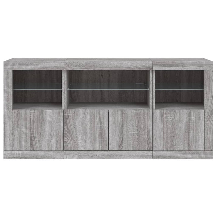 Credenza con Luci LED Grigio Sonoma 142,5x37x67 cm 3209070