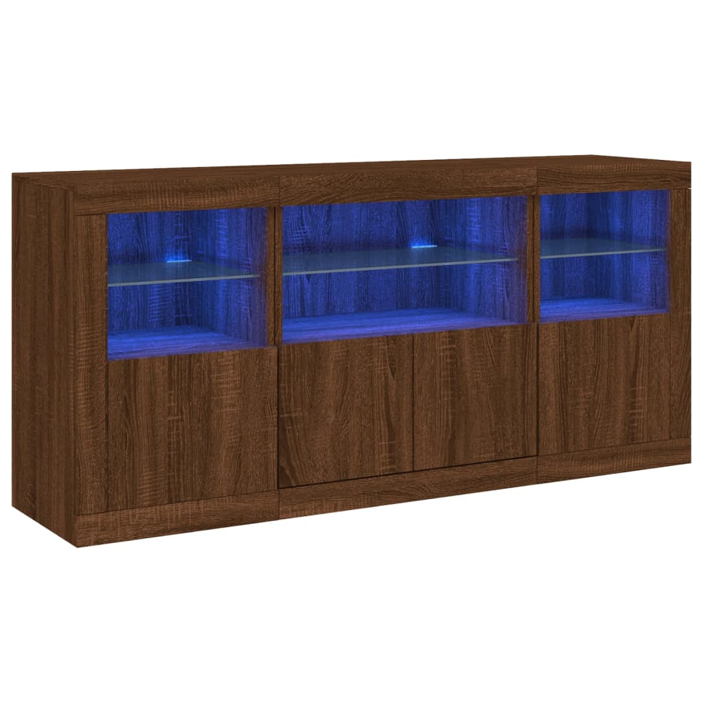 Credenza con Luci LED Rovere Marrone 142,5x37x67 cm 3209071