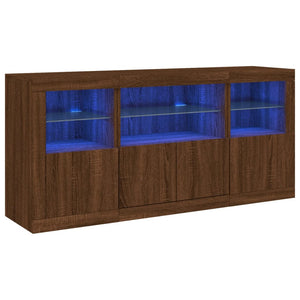 Credenza con Luci LED Rovere Marrone 142,5x37x67 cm 3209071
