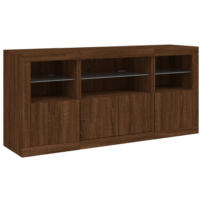 Credenza con Luci LED Rovere Marrone 142,5x37x67 cm 3209071