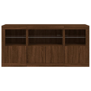 Credenza con Luci LED Rovere Marrone 142,5x37x67 cm 3209071