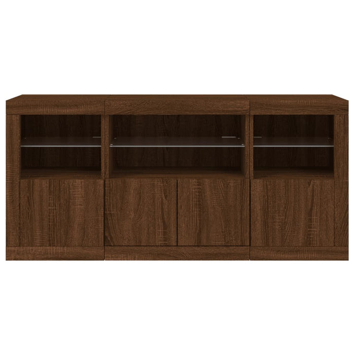 Credenza con Luci LED Rovere Marrone 142,5x37x67 cm 3209071