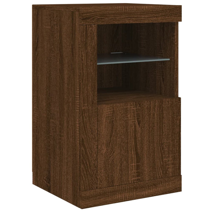 Credenza con Luci LED Rovere Marrone 142,5x37x67 cm 3209071