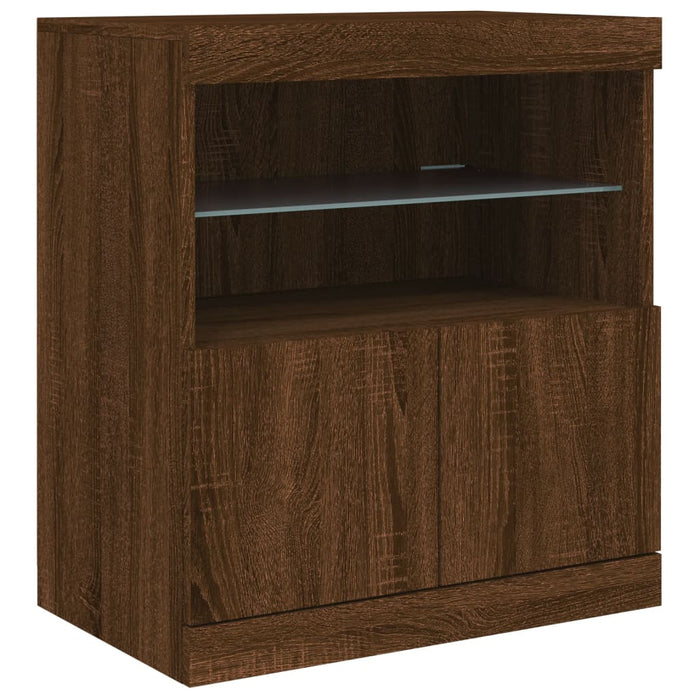 Credenza con Luci LED Rovere Marrone 142,5x37x67 cm 3209071