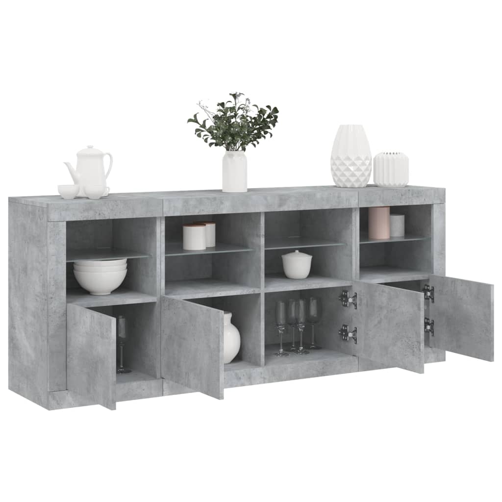 Credenza con Luci LED Grigio Cemento 163x37x67 cmcod mxl 133821