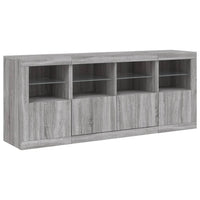 Credenza cassettiera mobile contenitore organizer cucina soggiorno salotto con luci LED sonoma 163 x 37 x 67 cm grigio 02_0030058