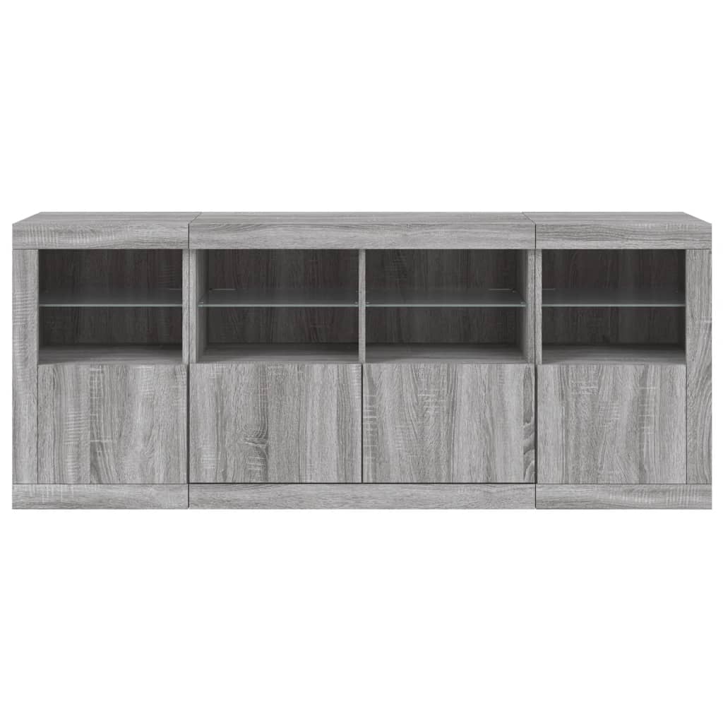 Credenza con Luci LED Grigio Sonoma 163x37x67 cm 3209077