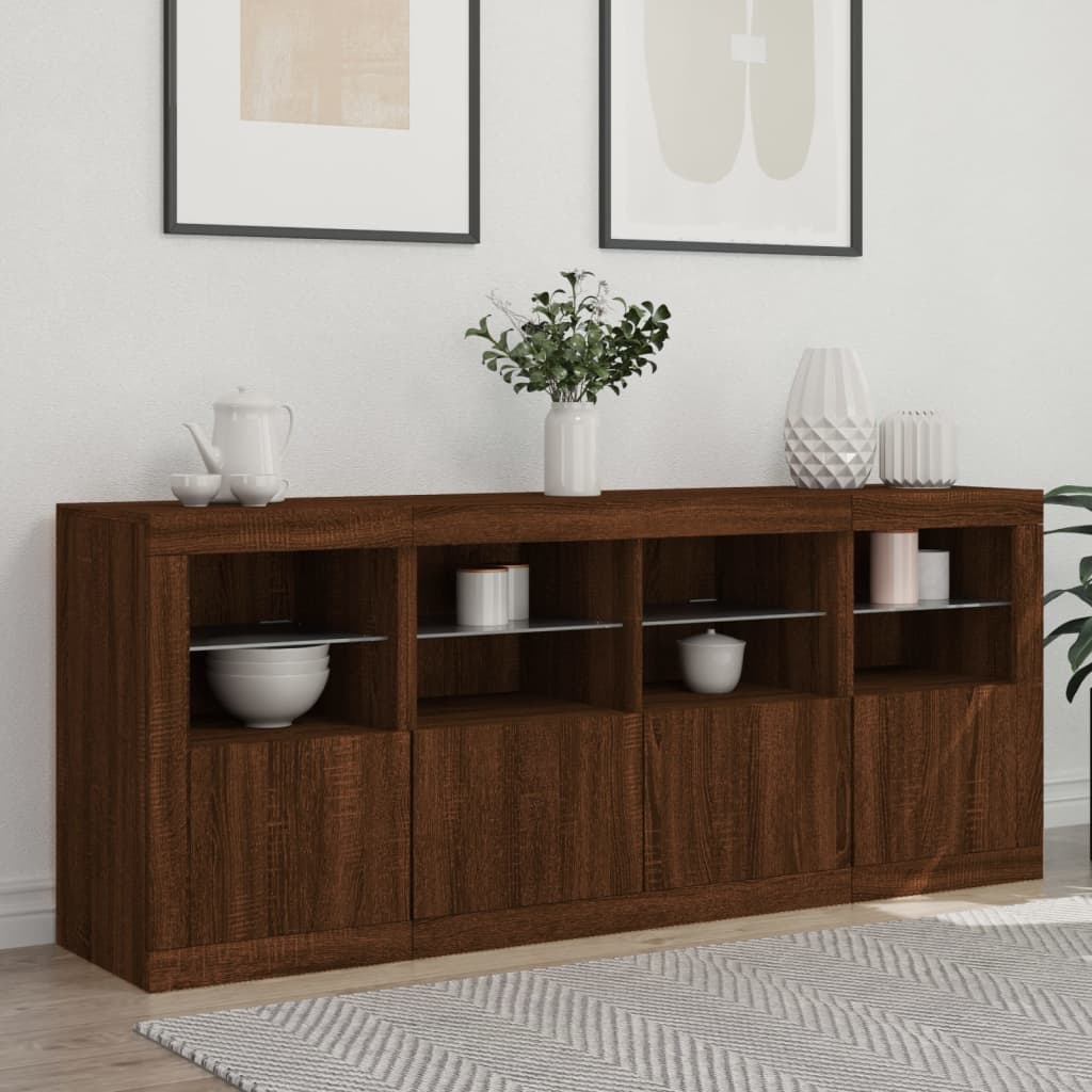 Credenza con Luci LED Rovere Marrone 163x37x67 cmcod mxl 85875