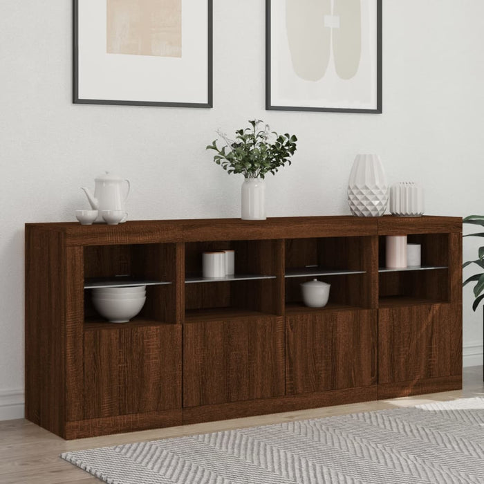 Credenza con Luci LED Rovere Marrone 163x37x67 cmcod mxl 85875