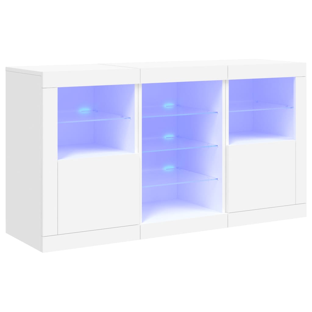 Credenza con Luci LED Bianca 123x37x67 cm 3209079