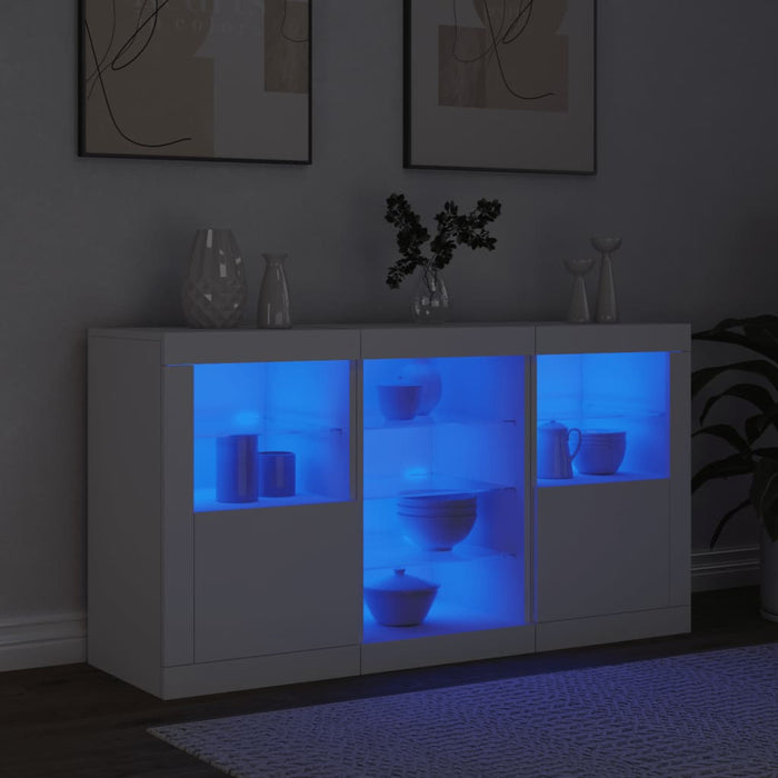 Credenza con Luci LED Bianca 123x37x67 cm 3209079
