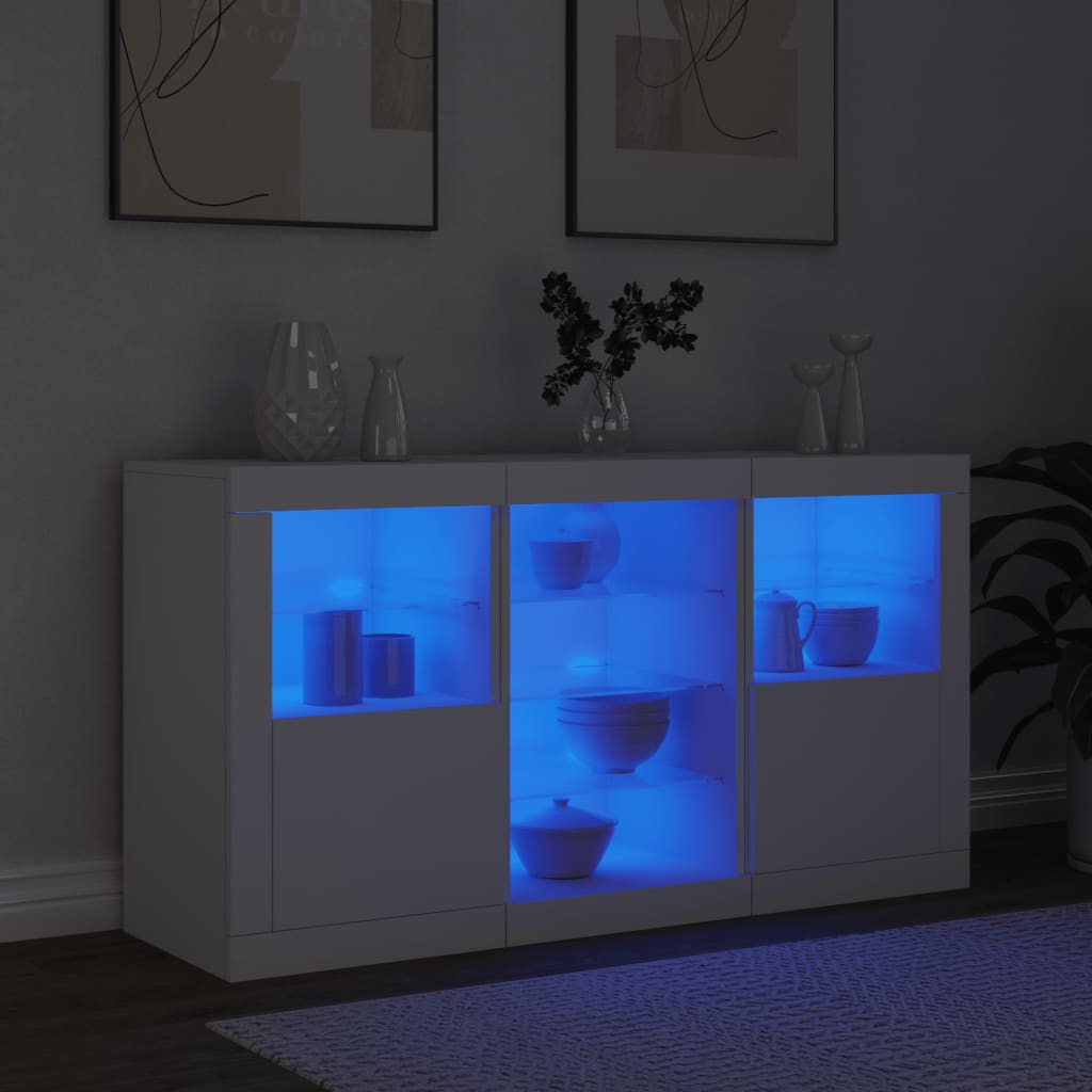 Credenza con Luci LED Bianca 123x37x67 cm 3209079