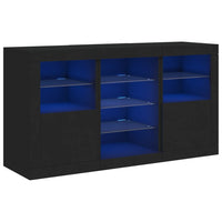 Credenza con Luci LED-Buffet-Armadio da cucina Nera 123x37x67 cm