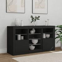 Credenza con Luci LED-Buffet-Armadio da cucina Nera 123x37x67 cm