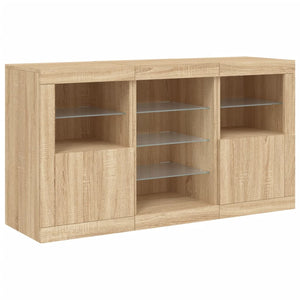 Credenza con Luci LED Rovere Sonoma 123x37x67 cm 3209081
