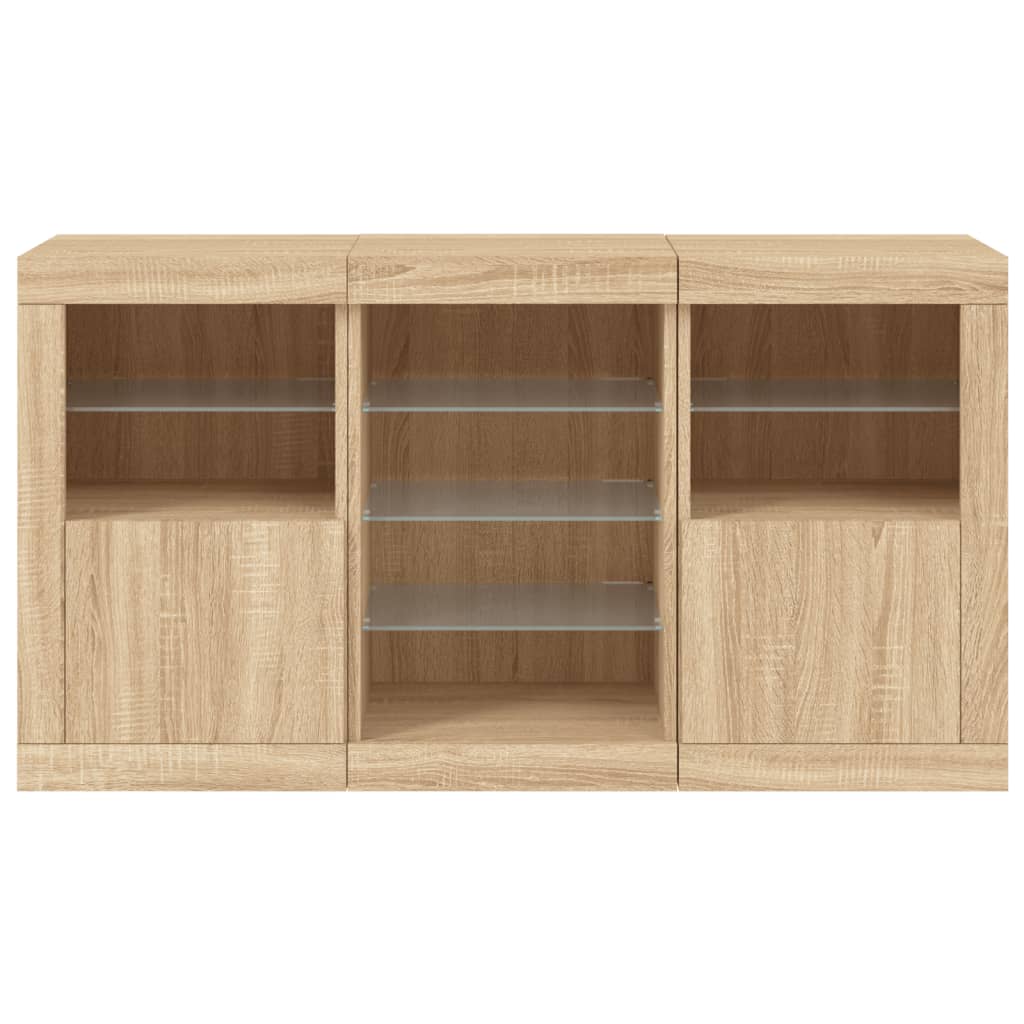 Credenza con Luci LED Rovere Sonoma 123x37x67 cm