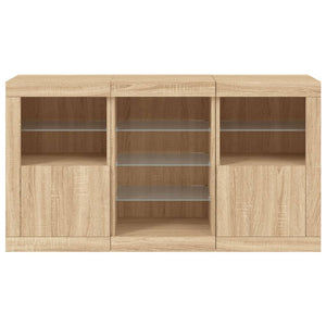 Credenza con Luci LED Rovere Sonoma 123x37x67 cm