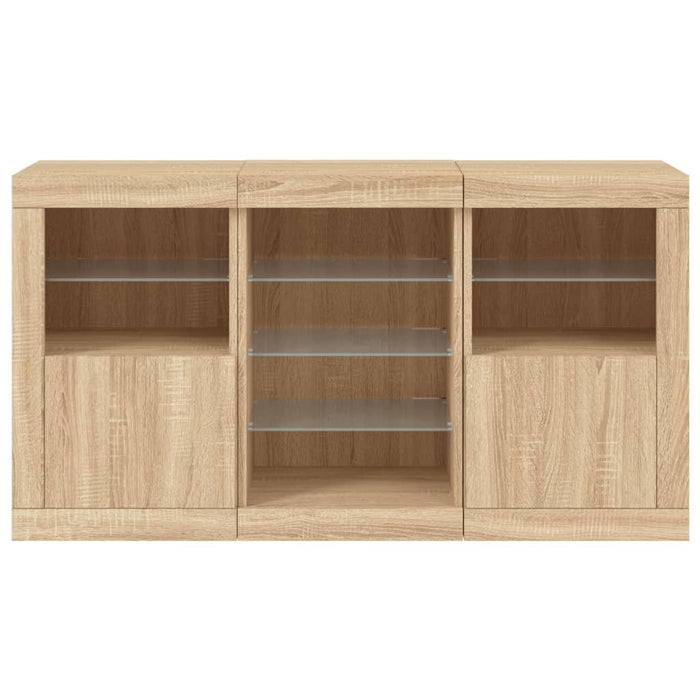 Credenza con Luci LED Rovere Sonoma 123x37x67 cm 3209081