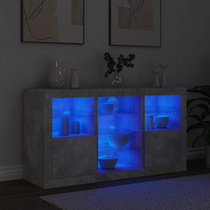 Credenza con Luci LED Grigio Cemento 123x37x67 cm 3209082