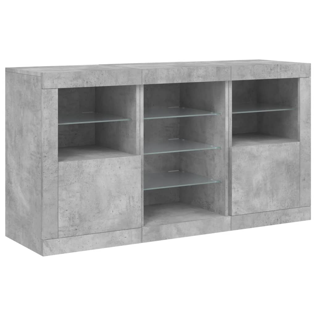 Credenza con Luci LED Grigio Cemento 123x37x67 cm 3209082