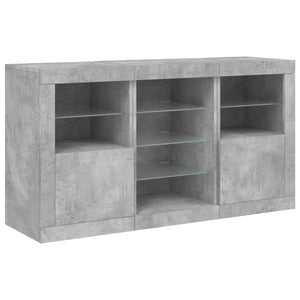 Credenza con Luci LED Grigio Cemento 123x37x67 cm 3209082