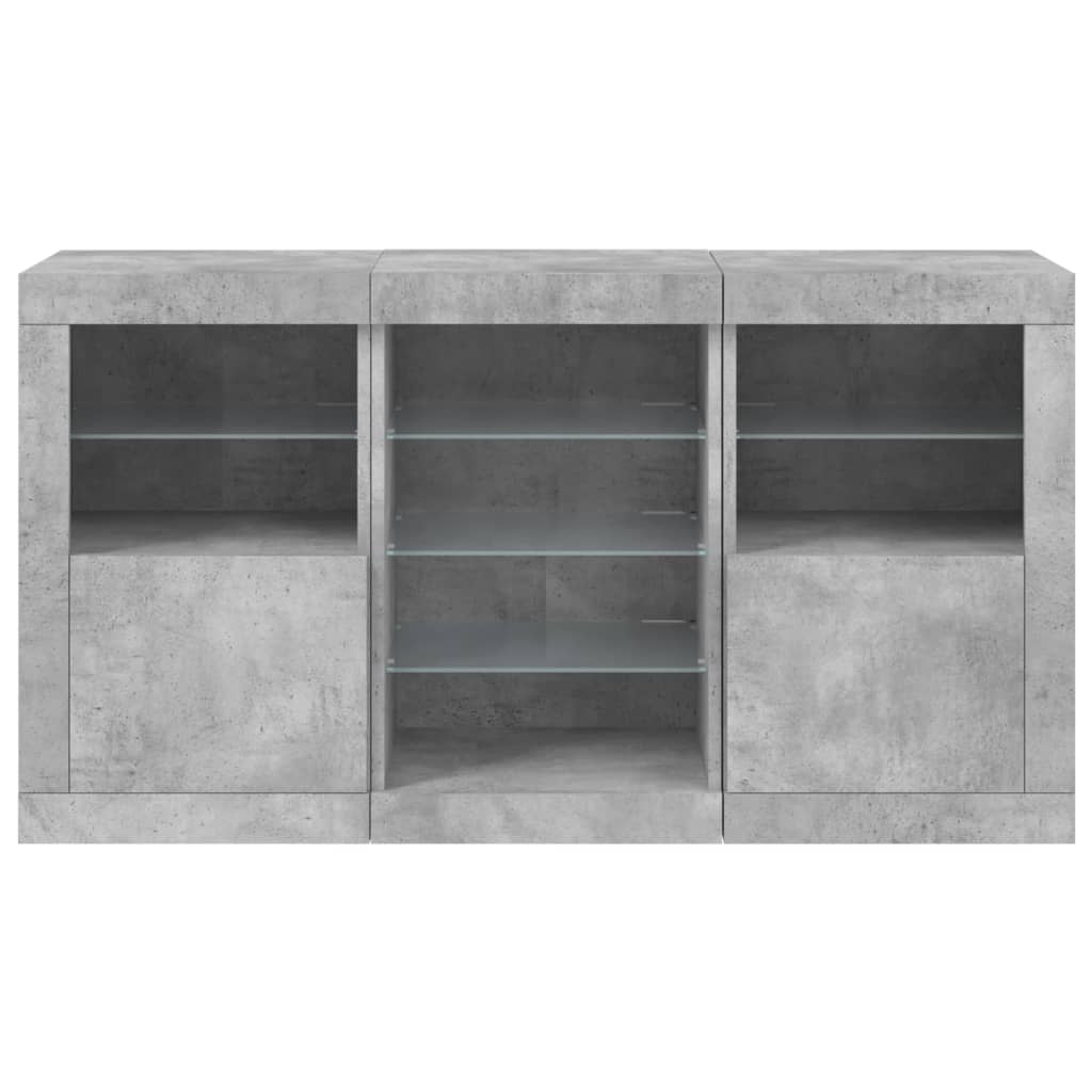 Credenza con Luci LED Grigio Cemento 123x37x67 cm 3209082