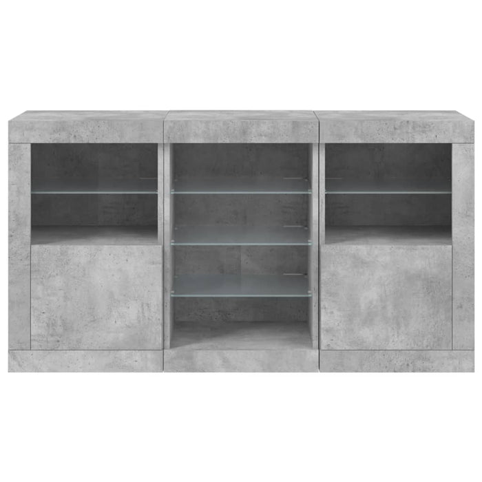 Credenza con Luci LED Grigio Cemento 123x37x67 cm 3209082