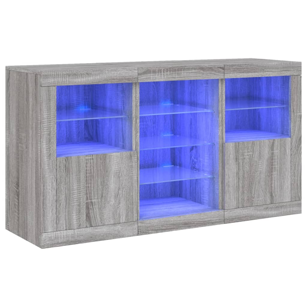 Credenza con Luci LED Grigio Sonoma 123x37x67 cm 3209084