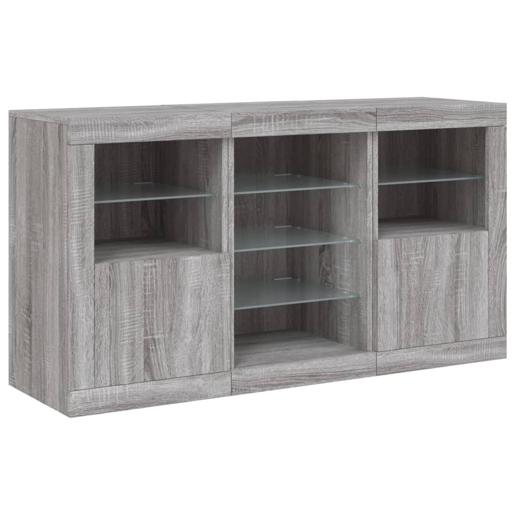 Credenza con Luci LED Grigio Sonoma 123x37x67 cm 3209084