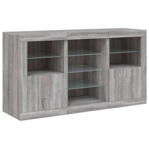 Credenza con Luci LED Grigio Sonoma 123x37x67 cm 3209084