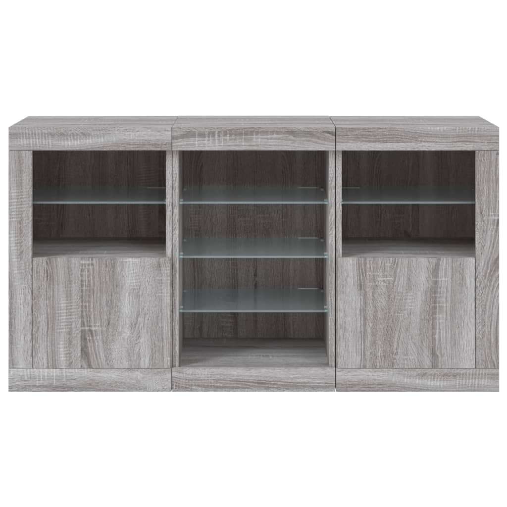 Credenza con Luci LED Grigio Sonoma 123x37x67 cm 3209084