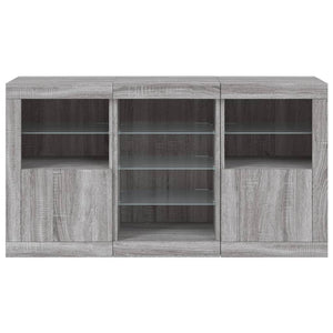 Credenza con Luci LED Grigio Sonoma 123x37x67 cm 3209084