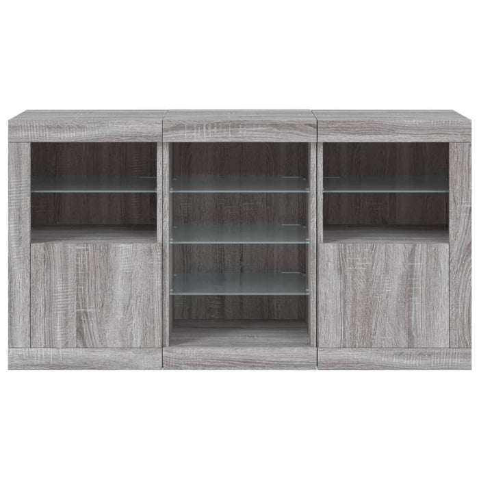 Credenza con Luci LED Grigio Sonoma 123x37x67 cm 3209084
