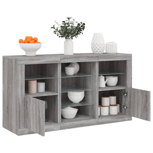 Credenza con Luci LED Grigio Sonoma 123x37x67 cm 3209084