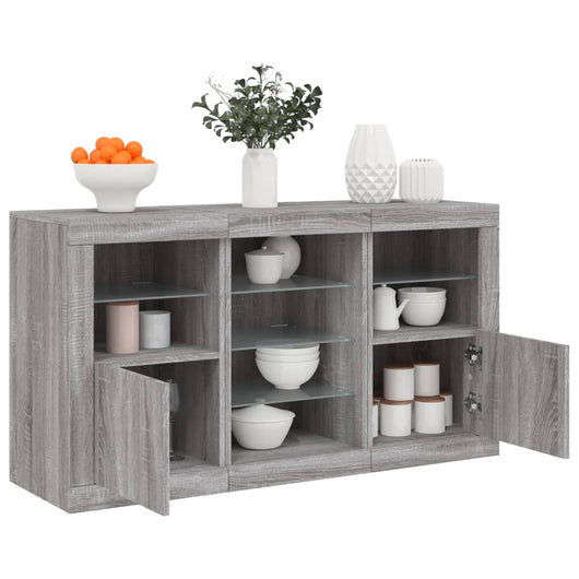 Credenza con Luci LED Grigio Sonoma 123x37x67 cm 3209084