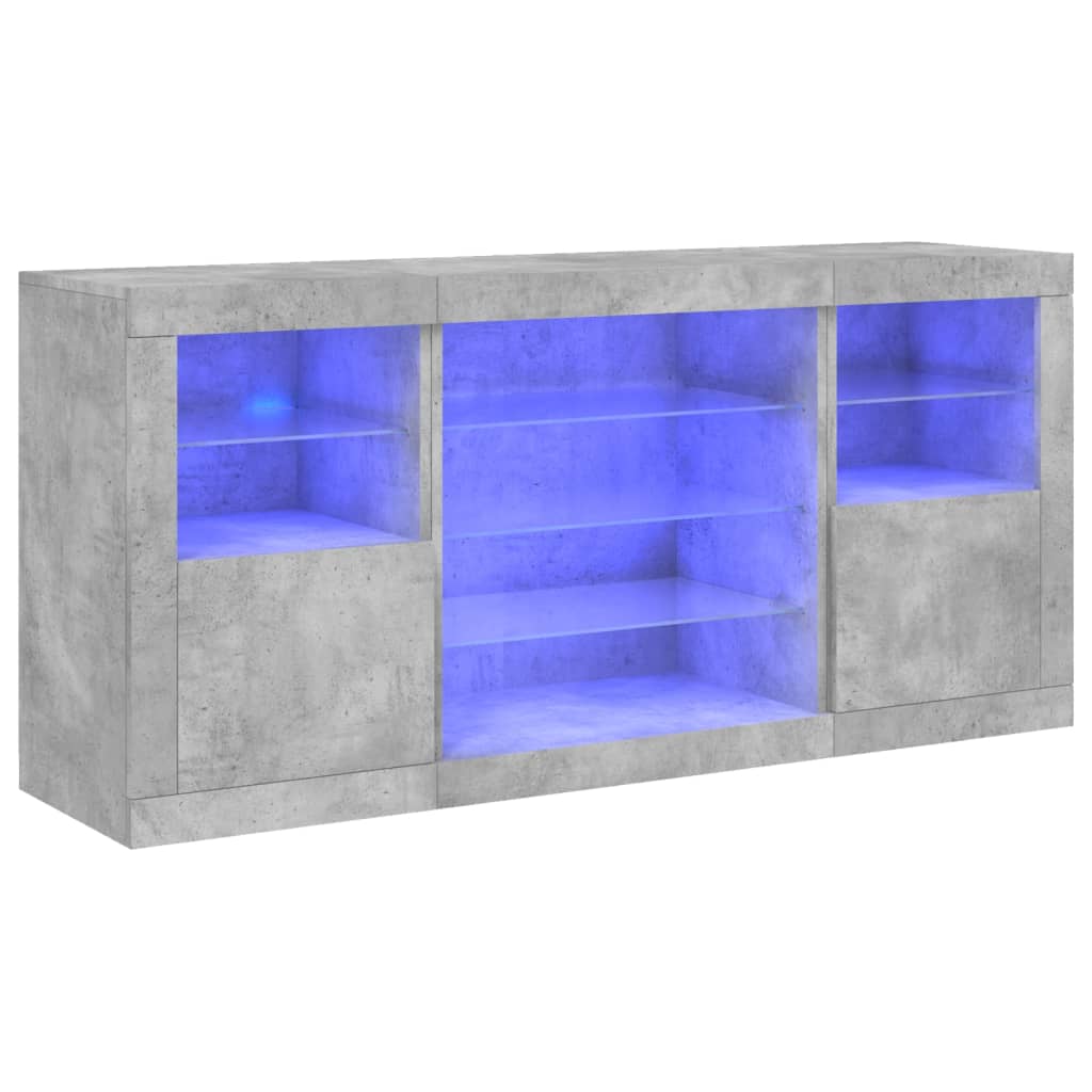 Credenza con Luci LED Grigio Cemento 142,5x37x67 cm 3209089