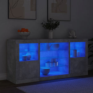 Credenza con Luci LED Grigio Cemento 142,5x37x67 cm 3209089